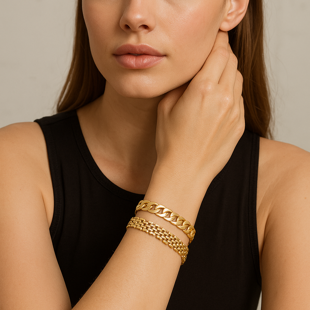 2pc 14k Chunky Link Bracelets