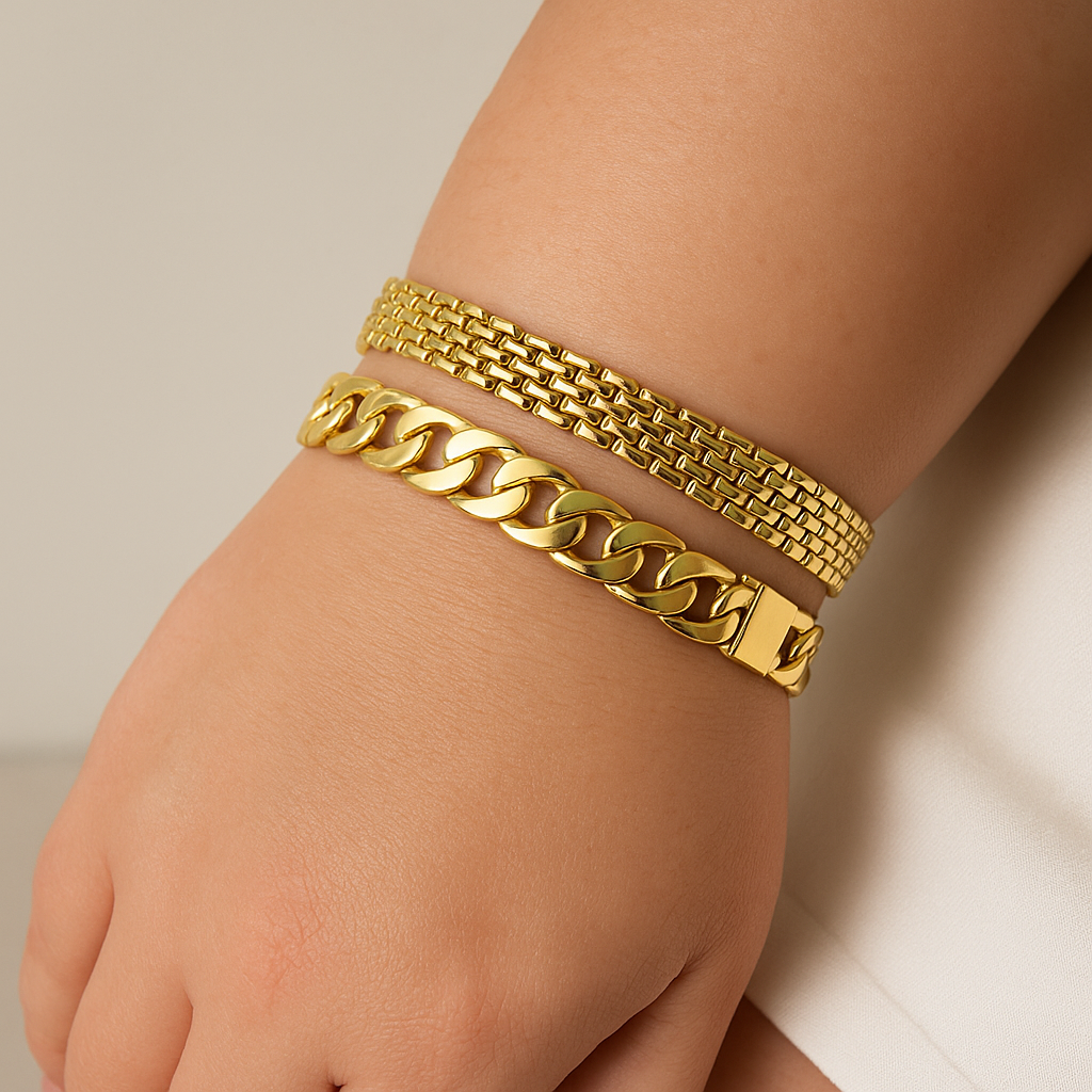 2pc 14k Chunky Link Bracelets