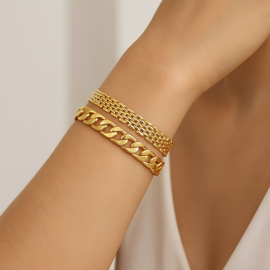 2pc 14k Chunky Link Bracelets
