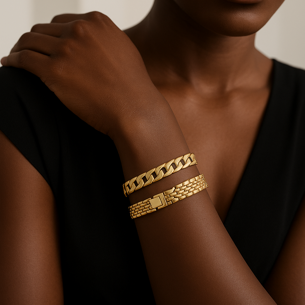 2pc 14k Chunky Link Bracelets